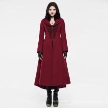 PUNK RAVE WY-1214LCF winter bodycon warm plus size women white gothic embroidered wool red long coat